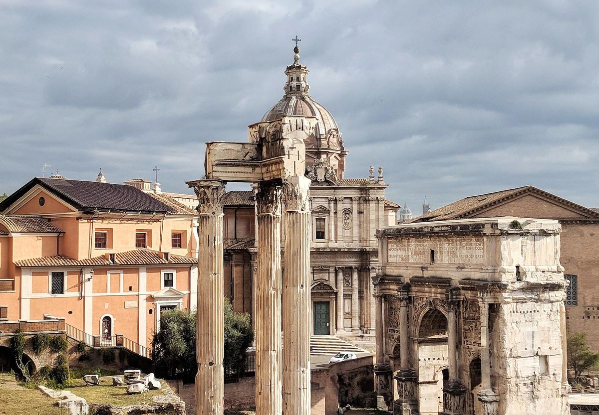 Image Roman Forum view from Capitoline Hill Rome Italy